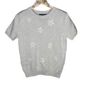 M&S Collection Short Sleeve Sweater Star Beading NEW US 6
